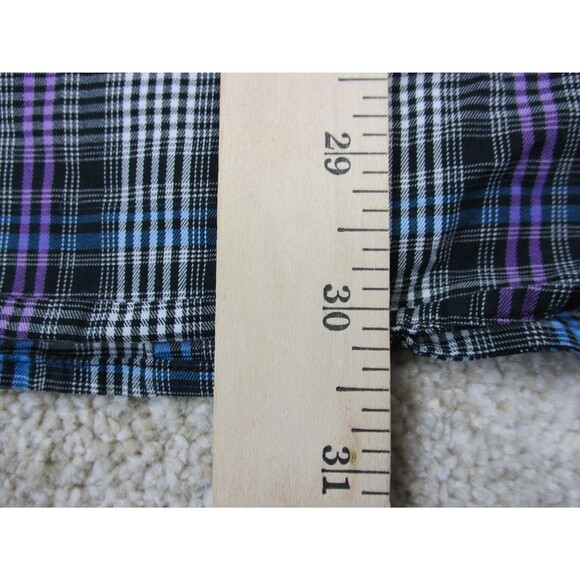 Peter Millar Shirt Mens Medium Black Purple Plaid Preppy Cotton Casual Button Up - Picture 7 of 8